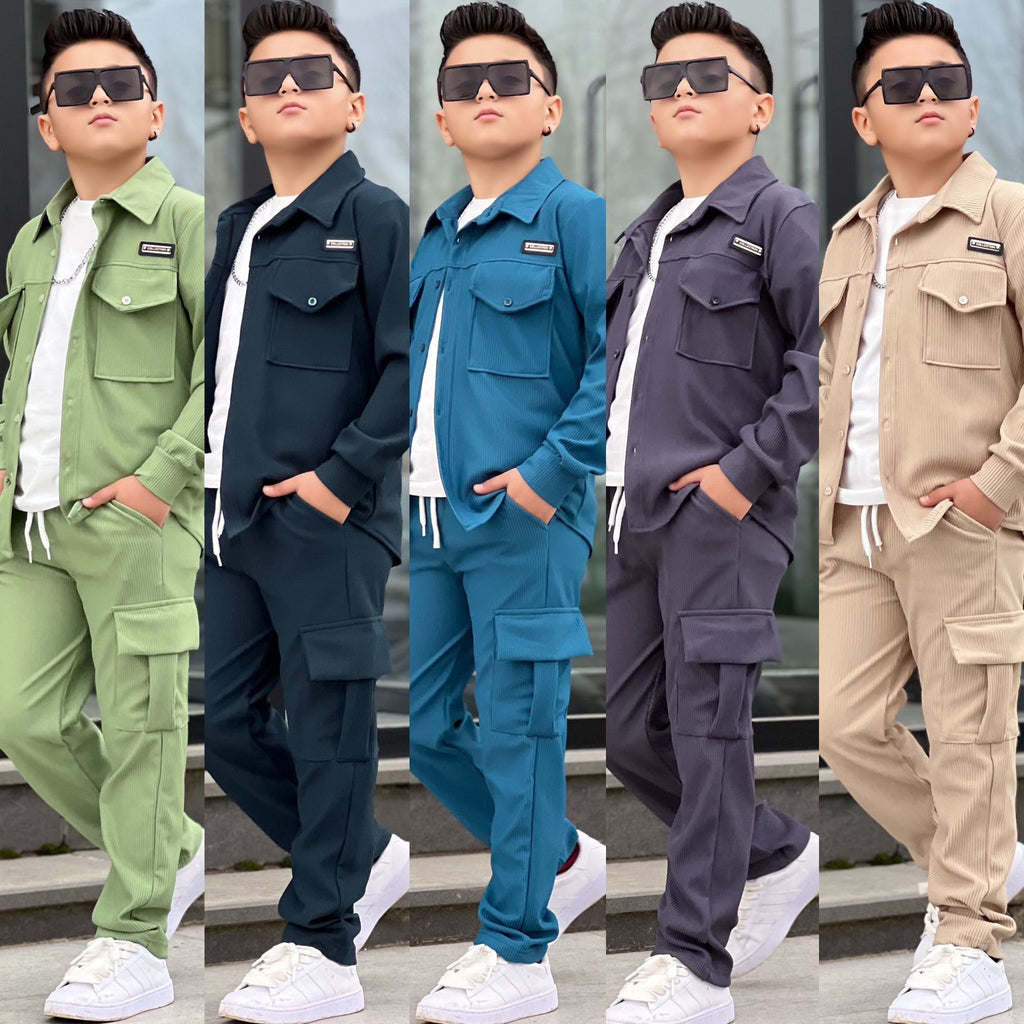 YmnCocuk™  GÖMLEKLİ BOL PAÇA GARSON 3 LÜ TAKIM