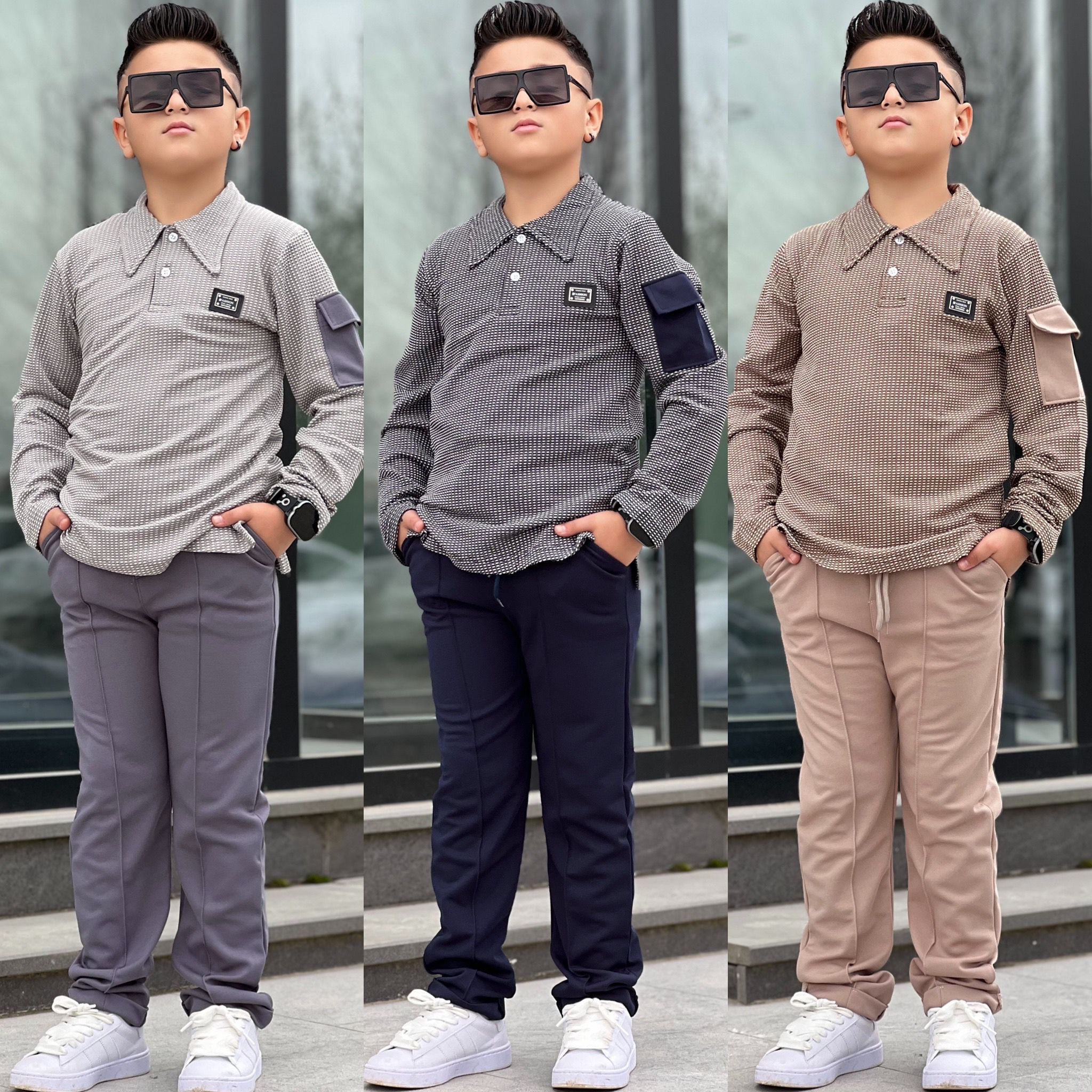 YmnCocuk™  Yakalı Fahsion İkili Tarz Takım