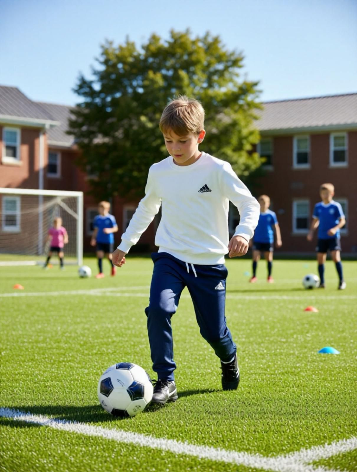 YmnCocuk™ Beyaz-Lacivert Bisiklet Yaka Eşofman Takım