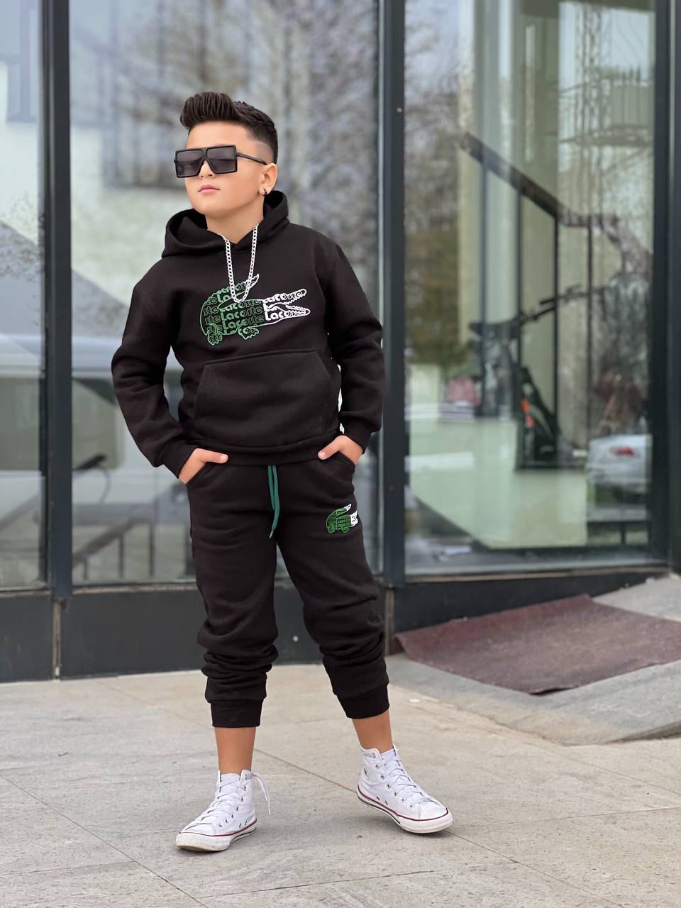 YmnCocuk™ Siyah 3 İp Şardonlu Eşofman Takım