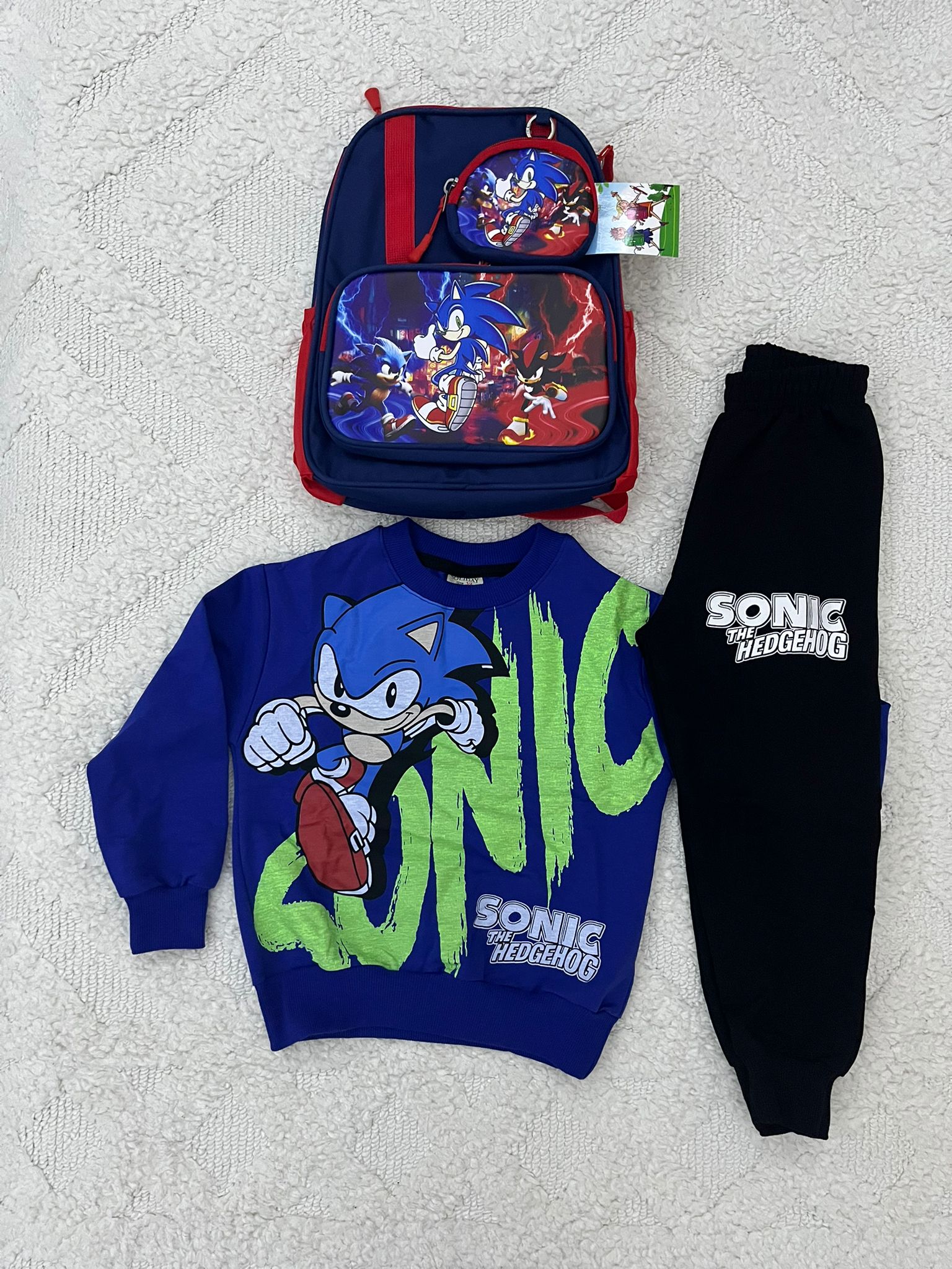 YmnCocuk™ Sonic Eşofman ve Çanta 3'lü Set Muhteşem Fiyat