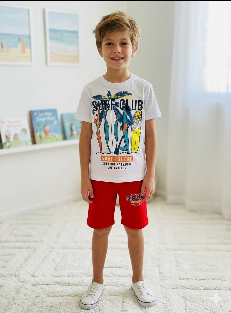 YmnCocuk™ SURF CLUB Tişört Şort Takım