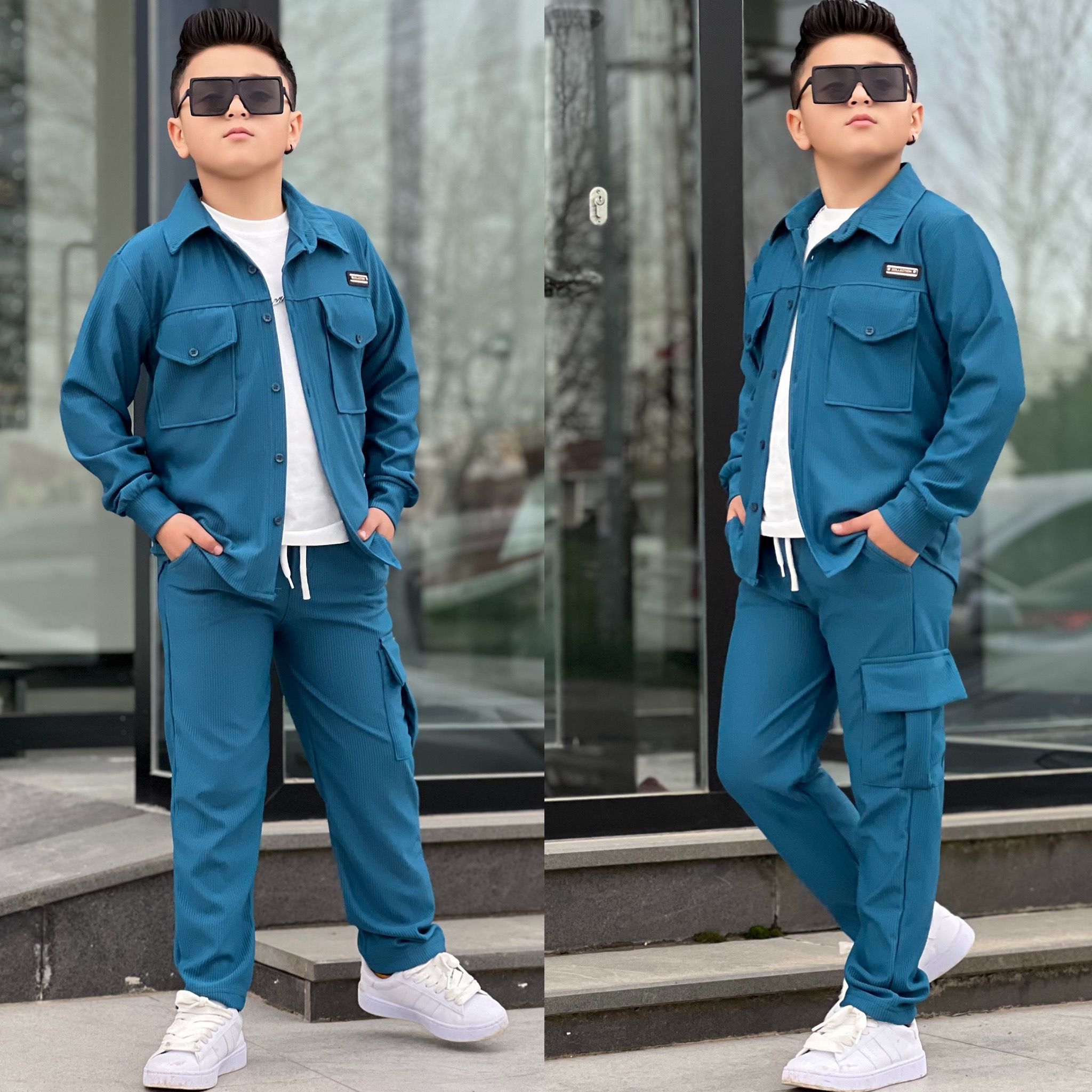 YmnCocuk™  GÖMLEKLİ BOL PAÇA GARSON 3 LÜ TAKIM