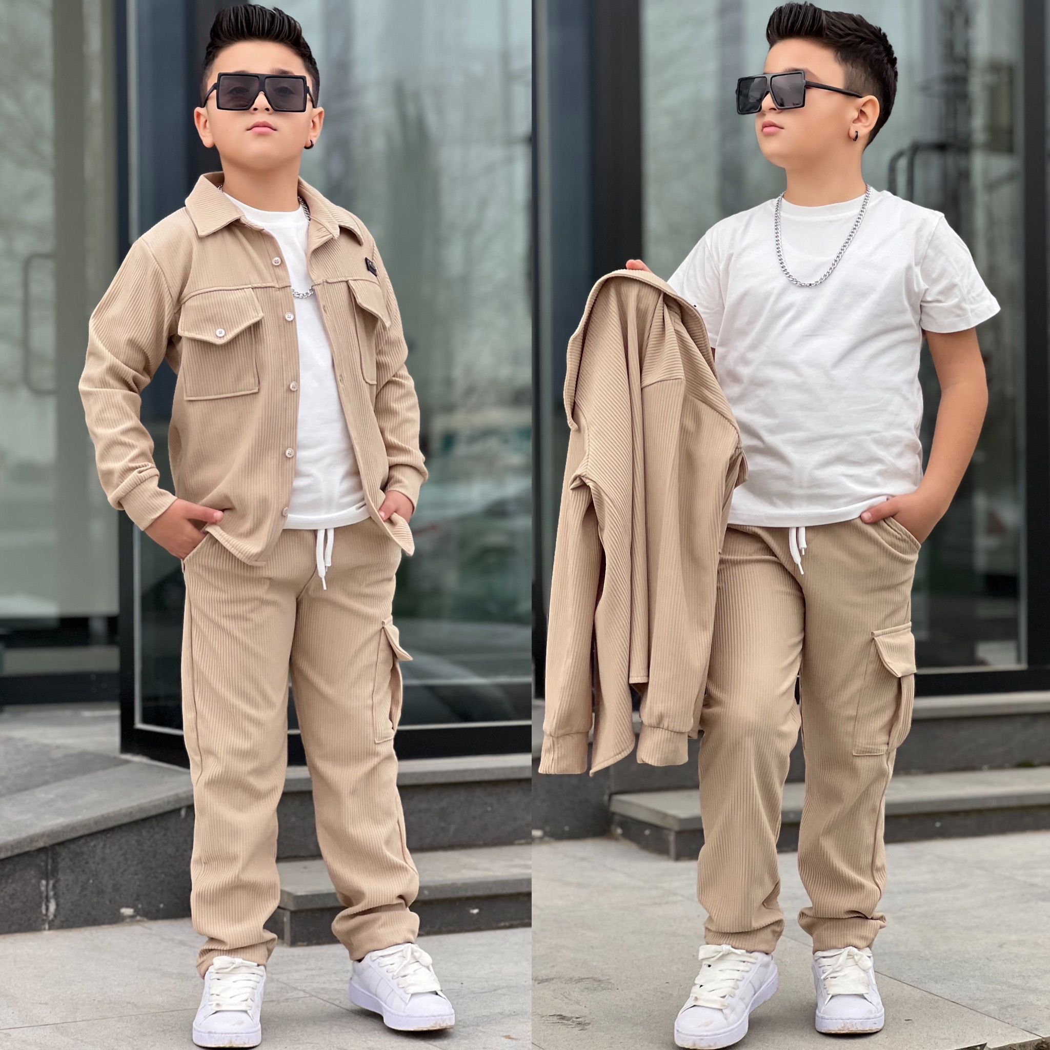 YmnCocuk™  GÖMLEKLİ BOL PAÇA GARSON 3 LÜ TAKIM