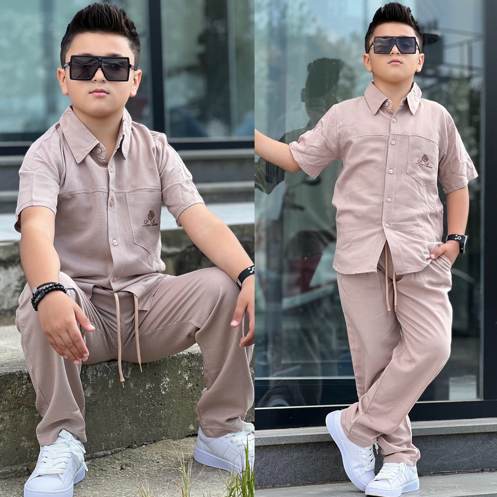 YmnCocuk™ Keten Takım Gömlek - Pantolon