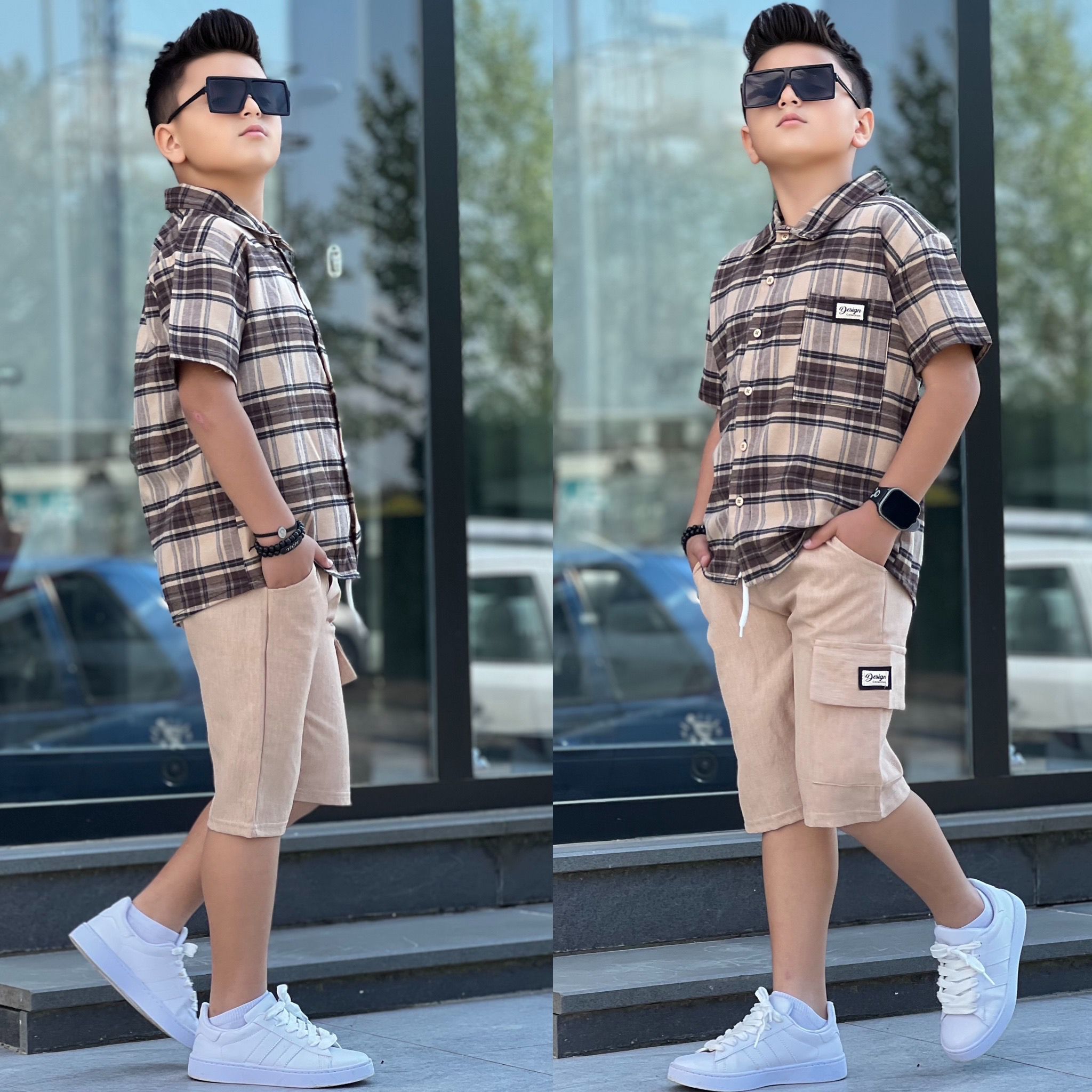 YmnCocuk™ Tarz Yazlık Gömlek Şort Takım