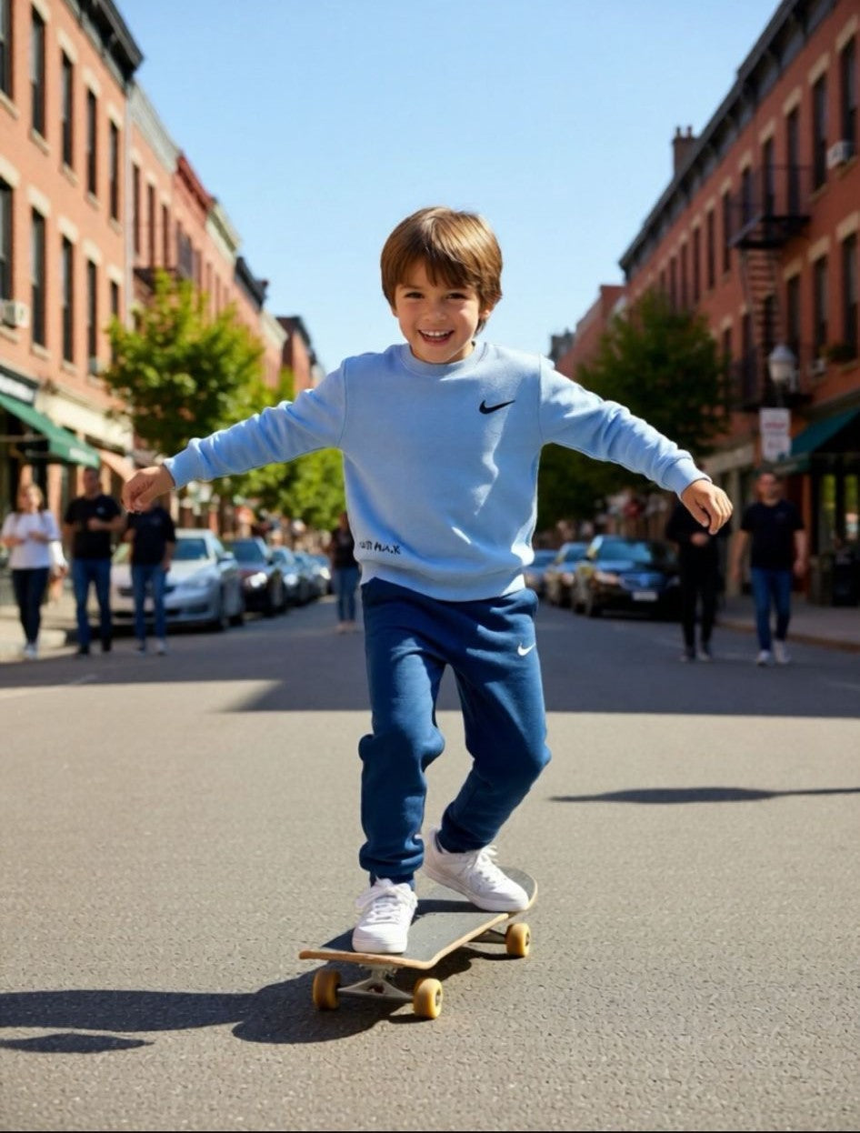 YmnCocuk™ Buz Mavi-Lacivert Renk Çocuk Eşofman Takım