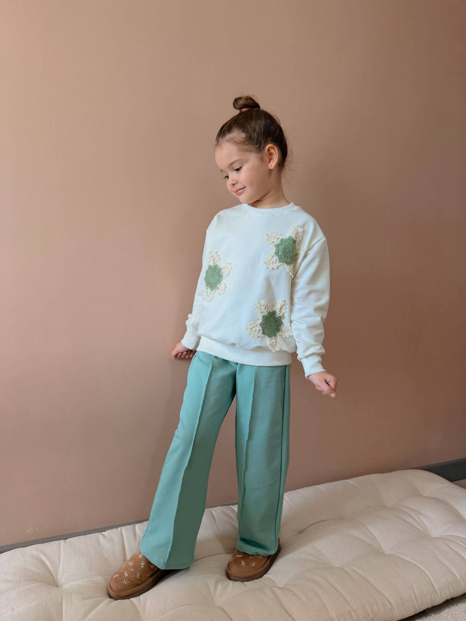 YmnCocuk™ Çiçek Motifli Çımalı Bol Paça