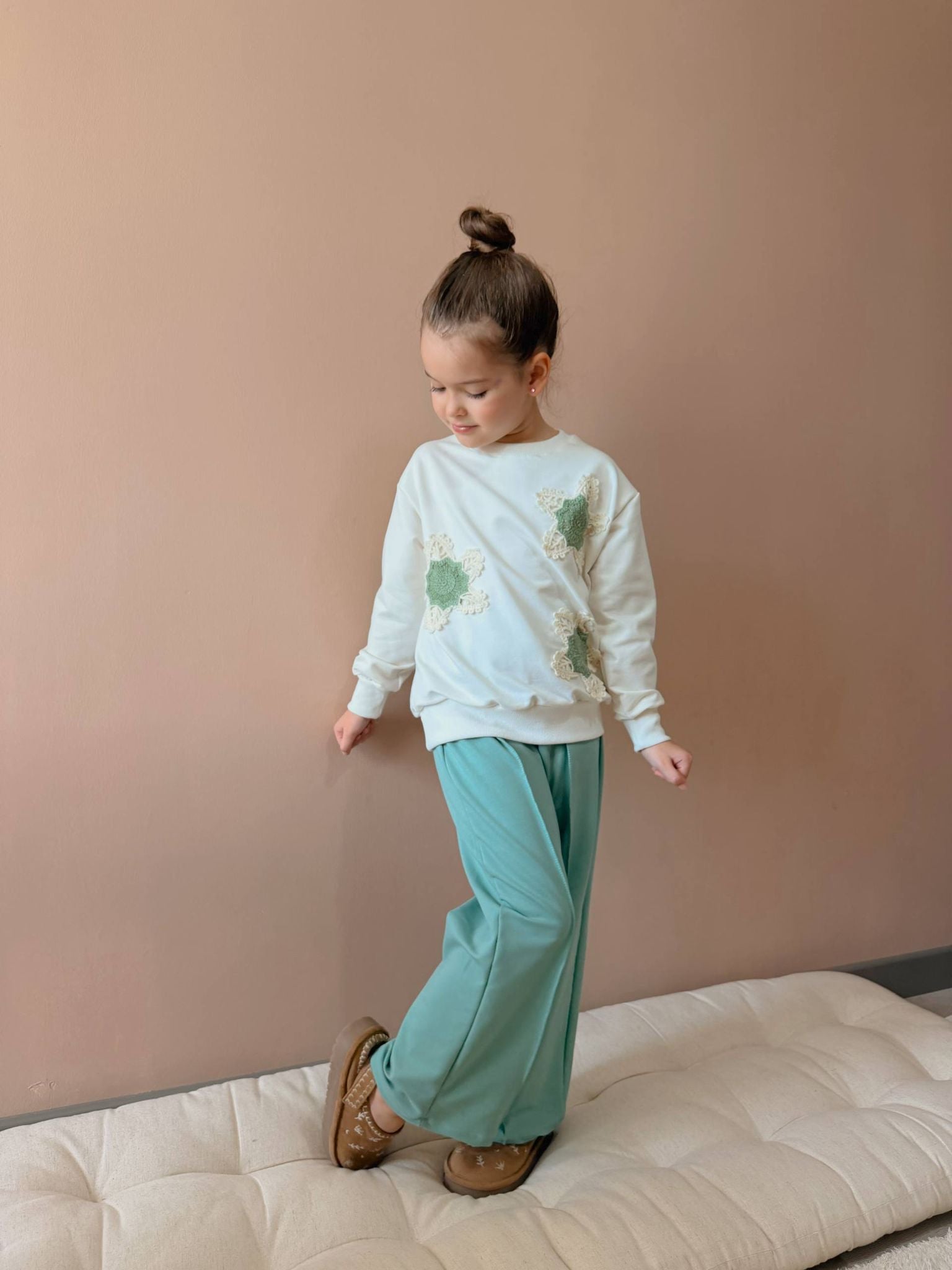 YmnCocuk™ Çiçek Motifli Çımalı Bol Paça