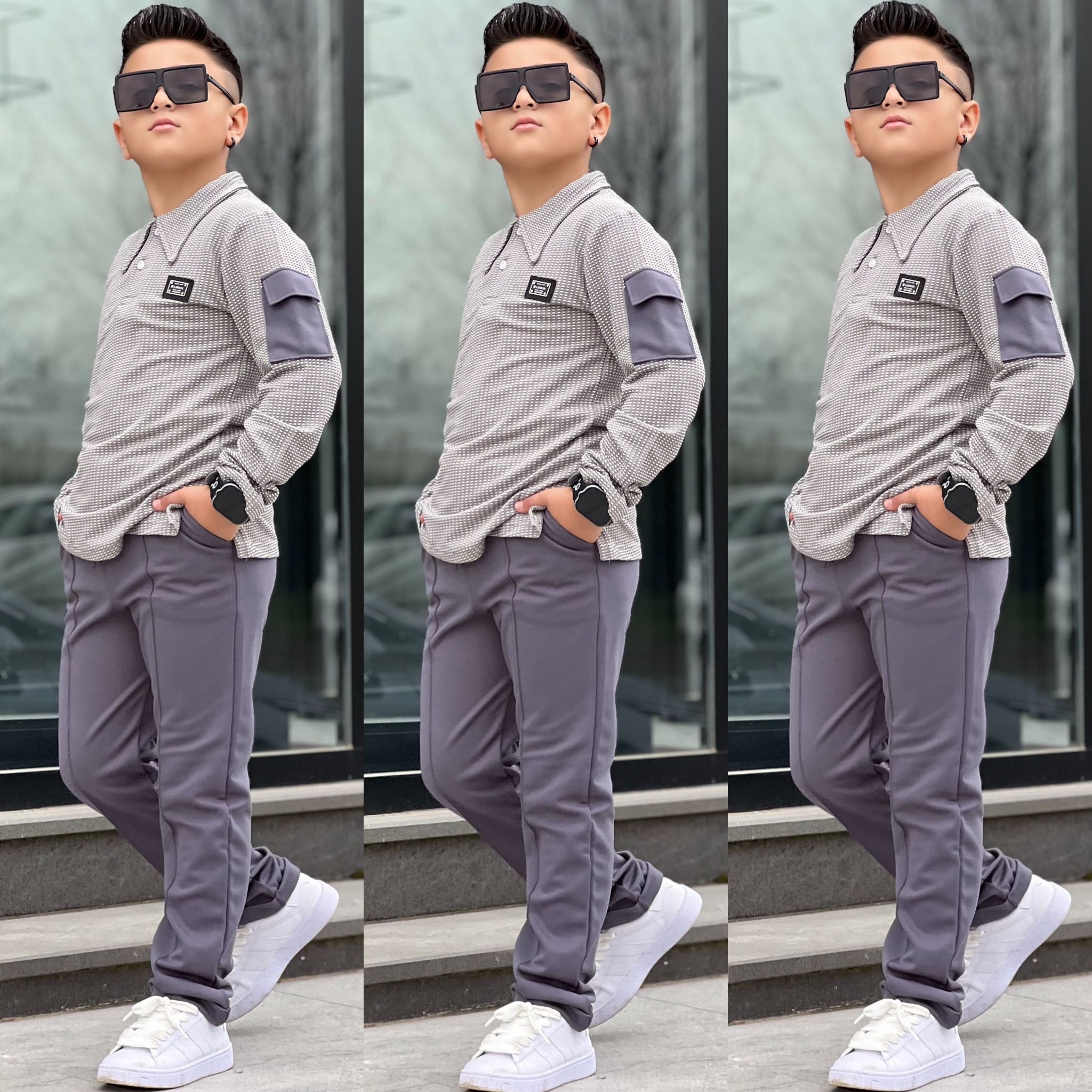 YmnCocuk™  Yakalı Fahsion İkili Tarz Takım