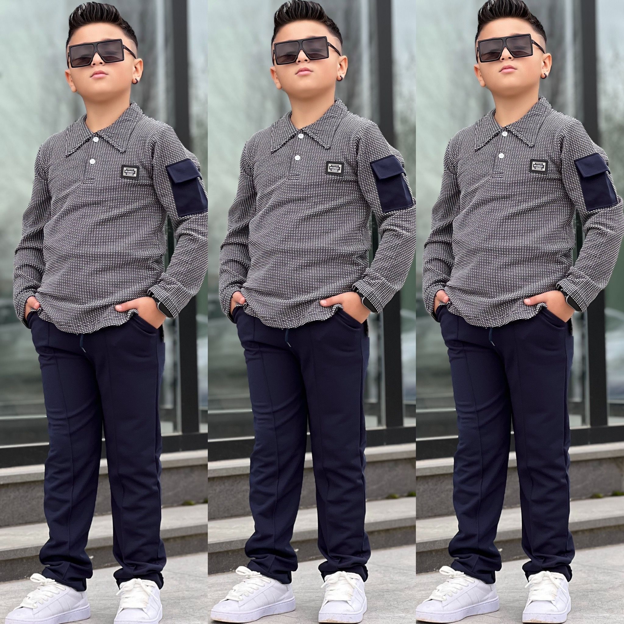 YmnCocuk™  Yakalı Fahsion İkili Tarz Takım